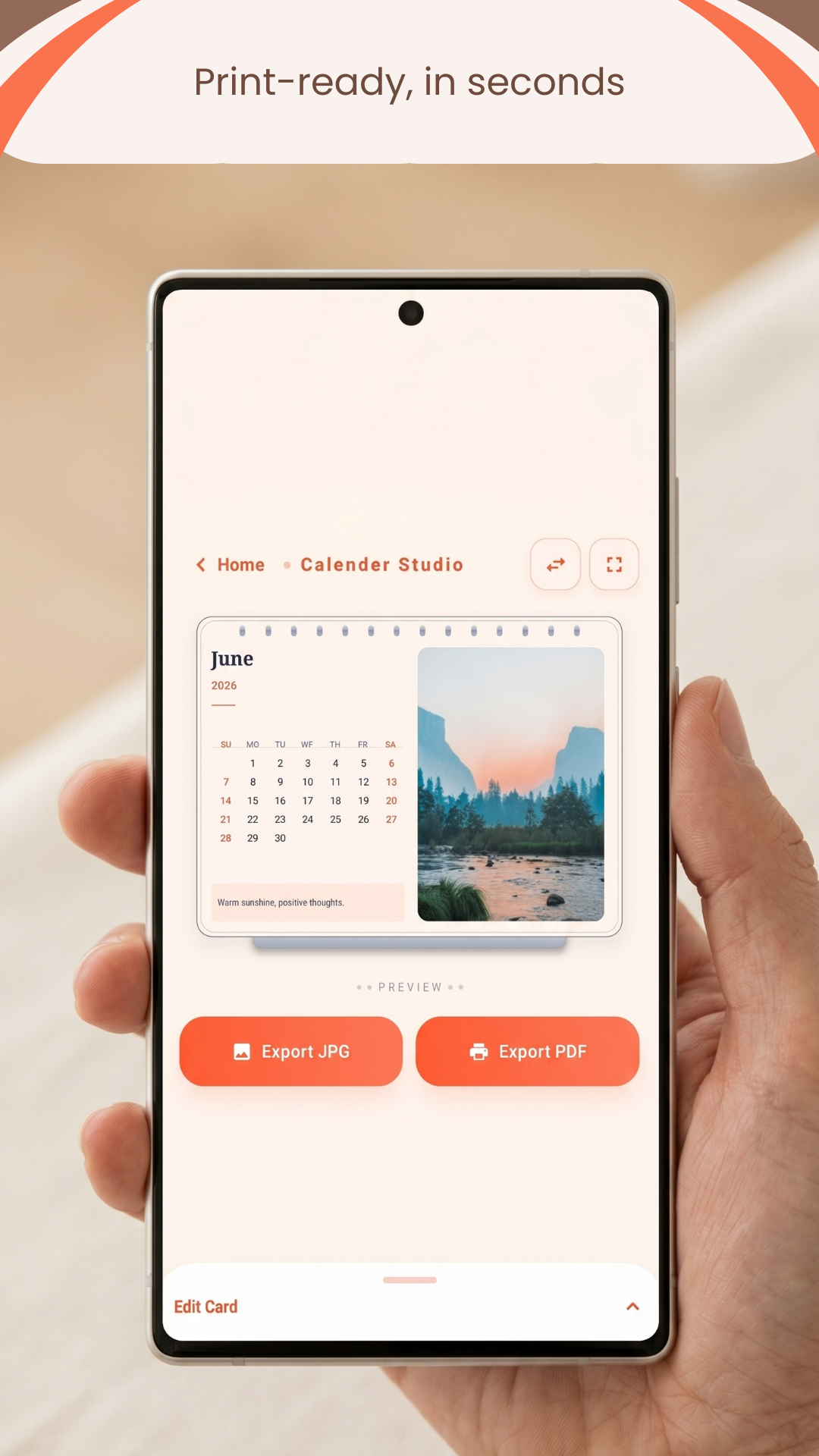 Tabletop desk calendar editor