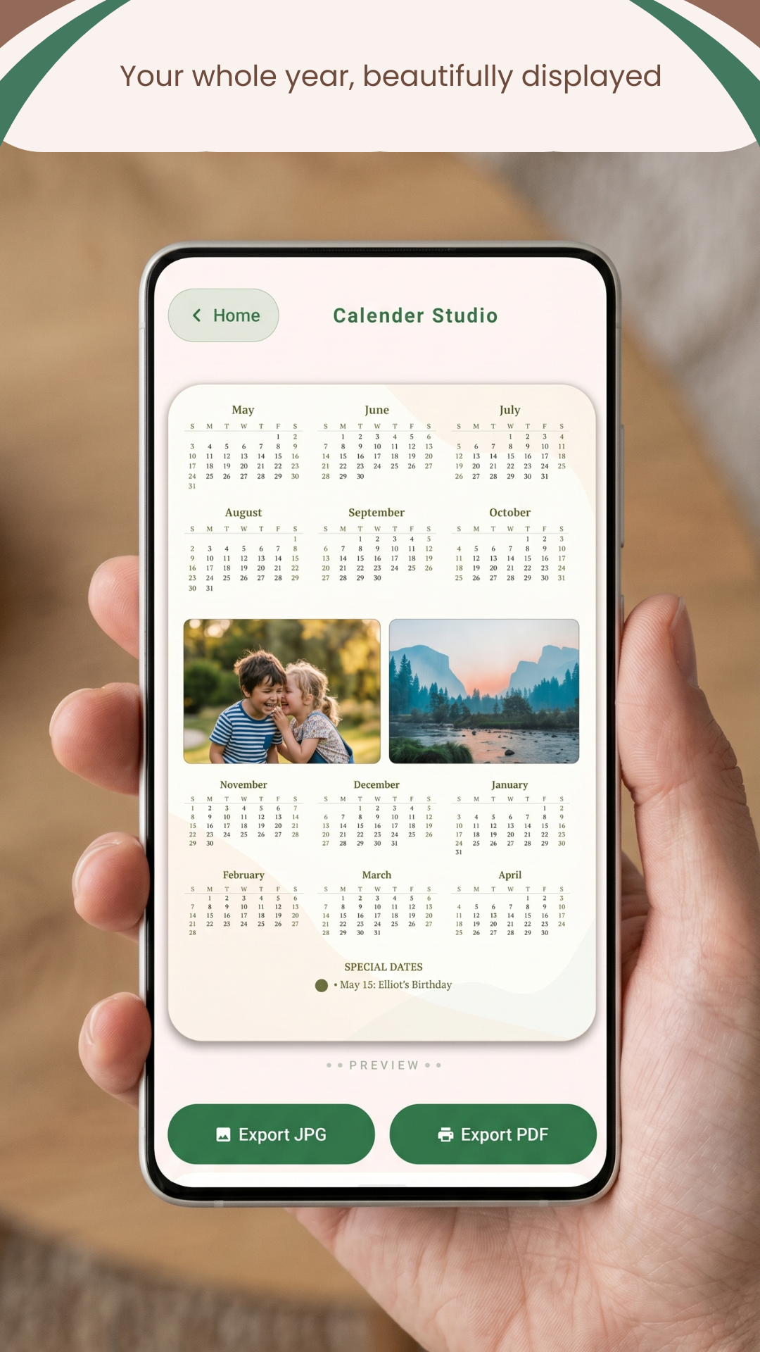 Wall calendar preview